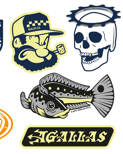 Stickers Agallas: pintarroja, corvina, medusa y escudo Agallas